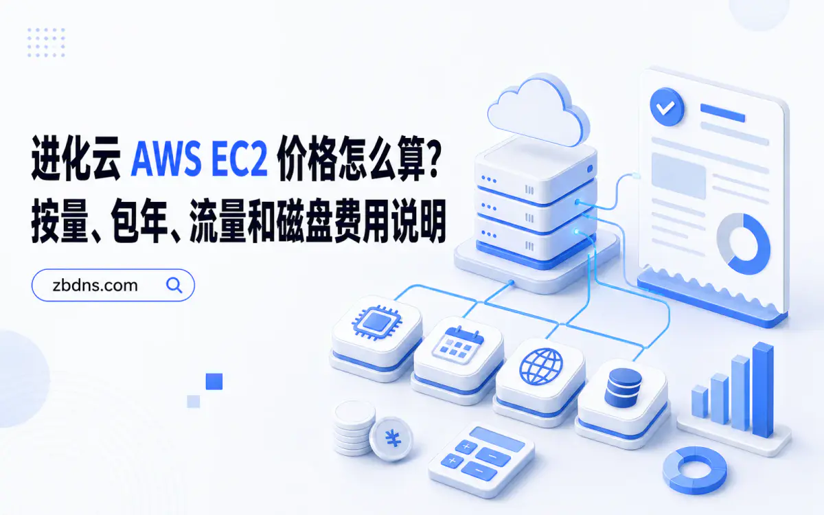 企业全球域名解析与智能 DNS 架构示意图，展示多地域服务器和 DNS 路由连接