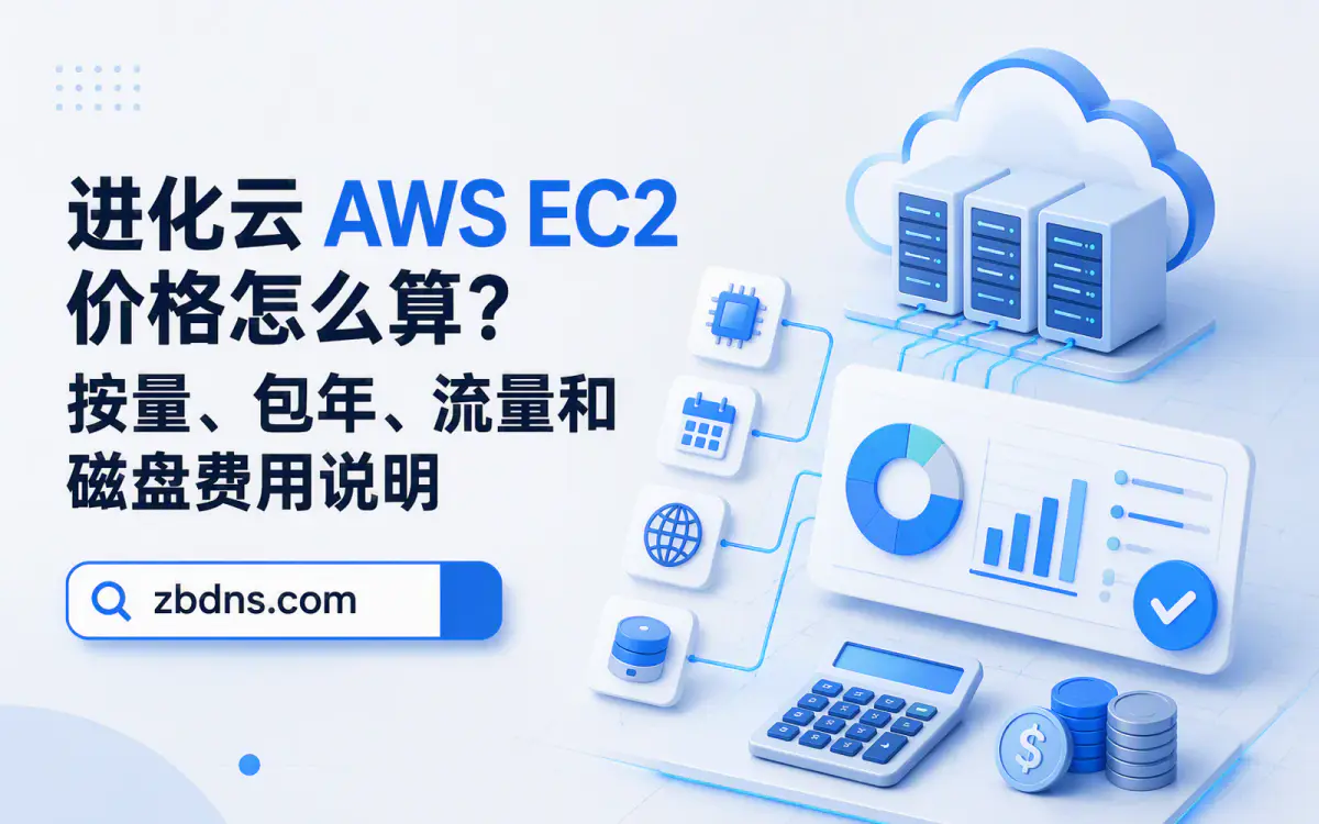 办公桌上的电脑展示网站性能图表，背景是连接全球地区的云服务器网络示意