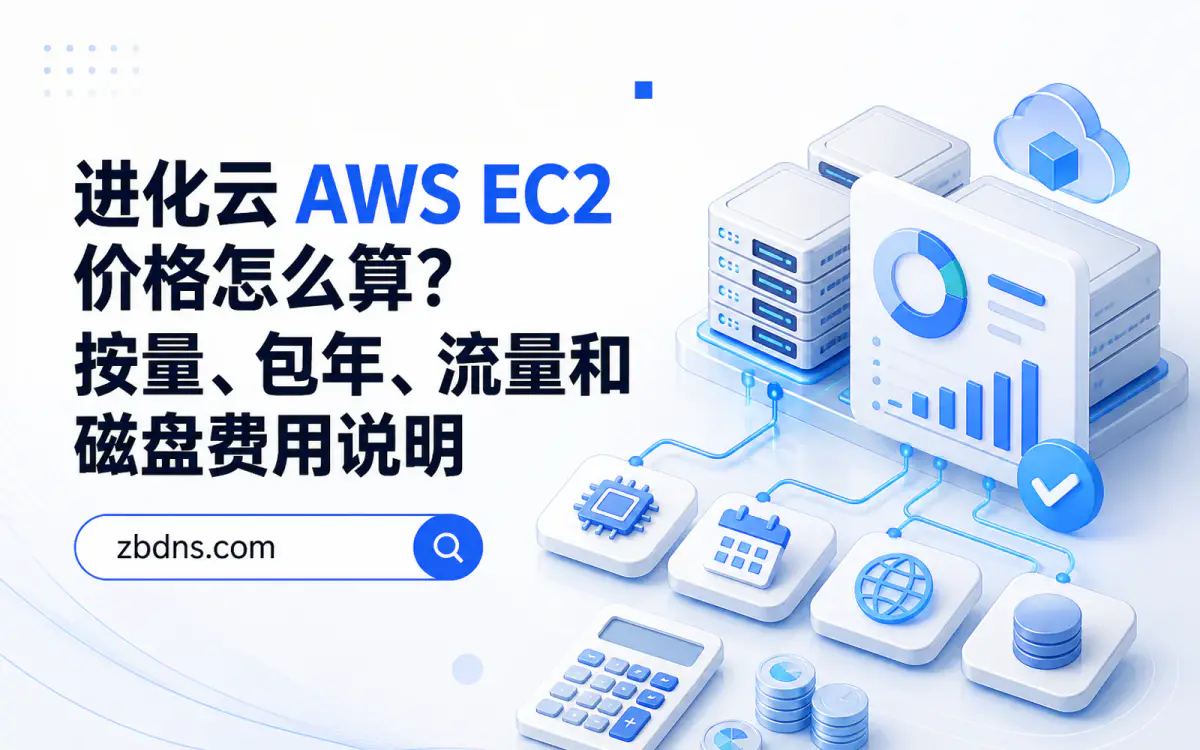 办公桌上的云服务器成本规划界面、计算器和地域网络示意图